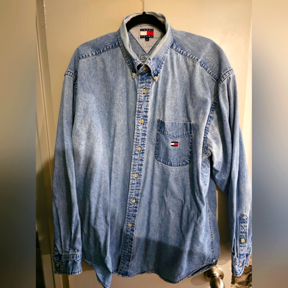 Vintage Tommy Hilfigger denim button down shirt XL